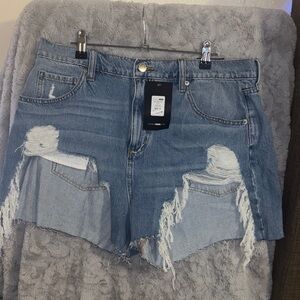 Fashion Nova Blue Distressed Jean Shorts